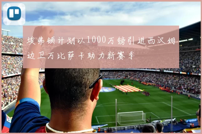 埃弗顿计划以1000万镑引进西汉姆边卫万比萨卡助力新赛季